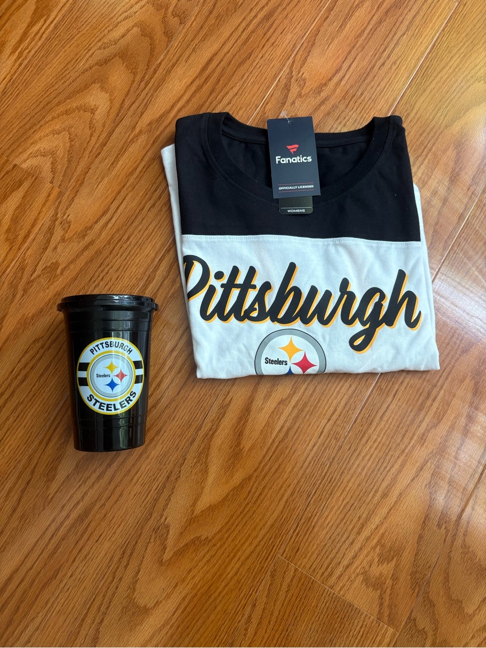Pittsburgh Steelers Women’s Cheer Chant Biblend Short Sleeve Tee & Tumbler